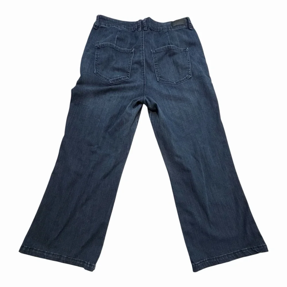 Modern Minimalist Wide Leg Jeans Dark Wash Size 10 Stretch Denim - Picture 6 of 7